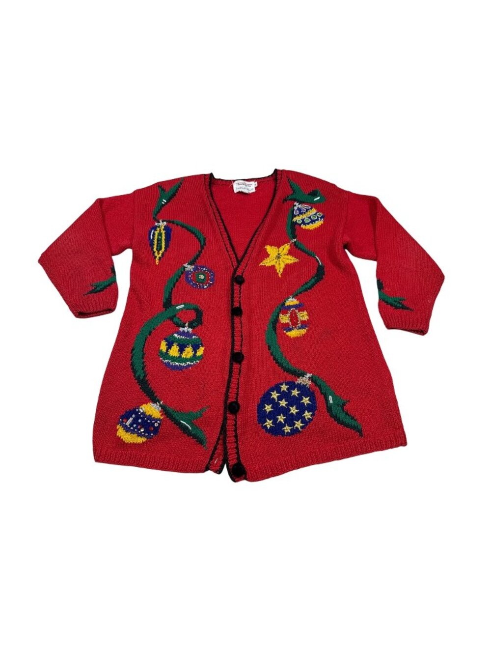 Talbots vintage medium Hand-Knitted Red Ugly Christmas Sweater  (W769)